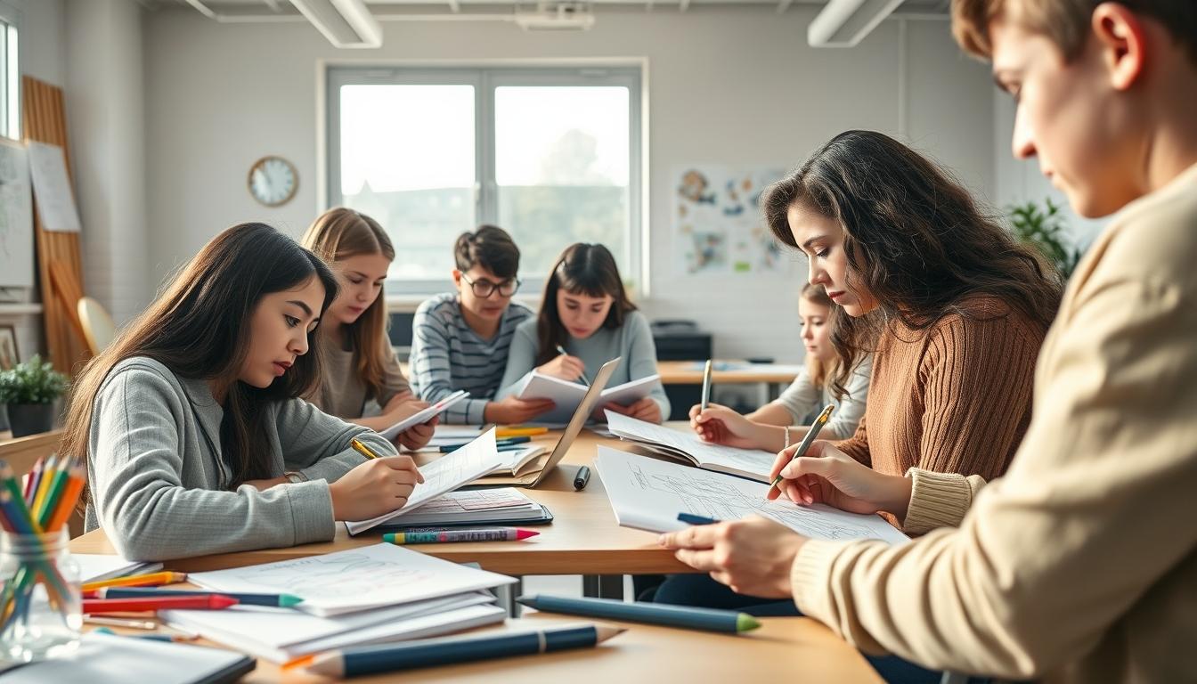 Students working in research laboratory